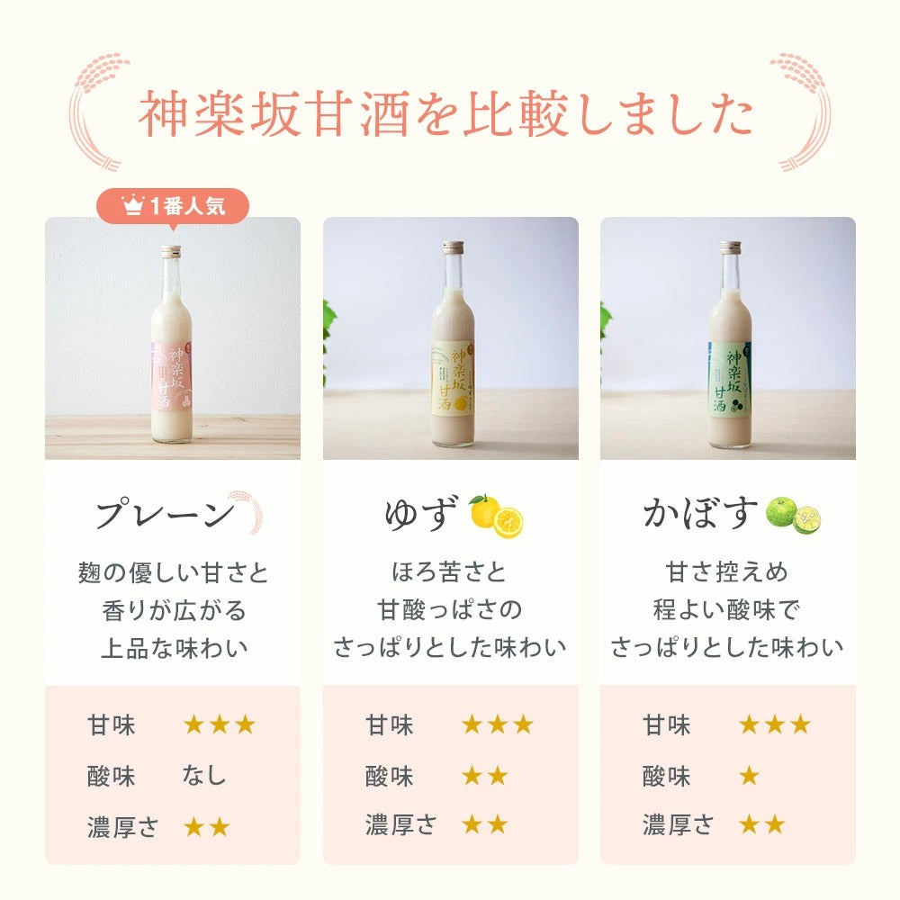 【贈答用】神楽坂甘酒500ml 3種ギフトセット