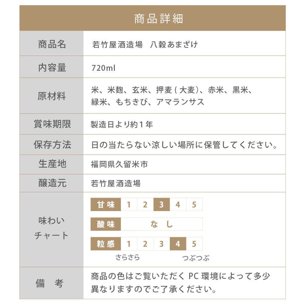 若竹屋酒造場 米麹八穀あまざけ 720ml/甘酒
