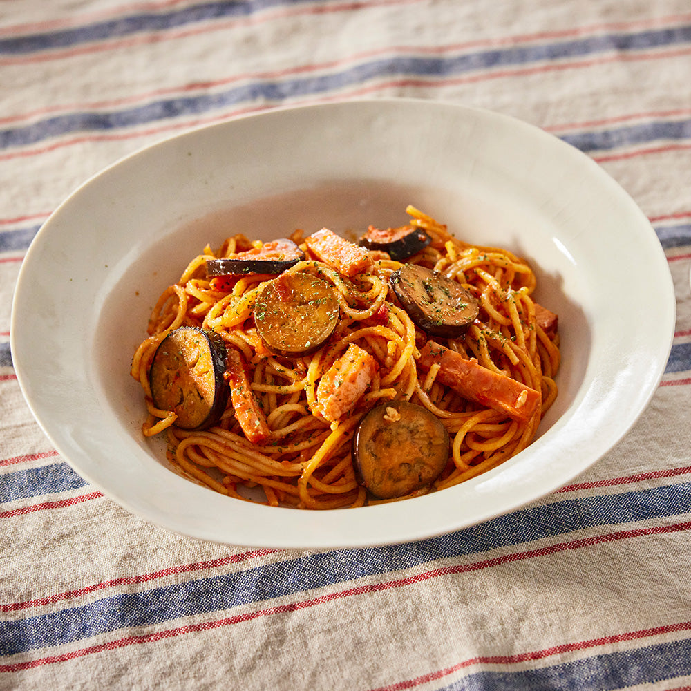 なすとベーコンの旨みトマト麹パスタ