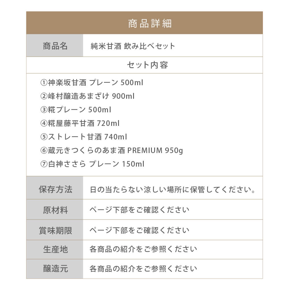 【飲み比べ】純米甘酒 飲み比べセット