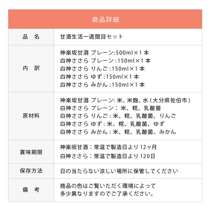 【初めての方におすすめ】甘酒生活１週間目セット